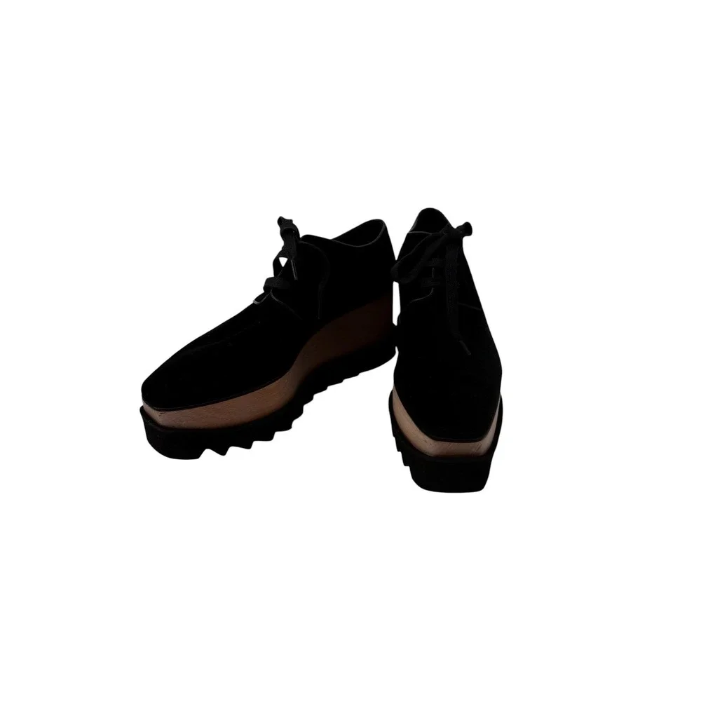 New! Stella McCartney Elyse Velvet Platform Brogues Black‎ Size 39.5 US 9 9.5